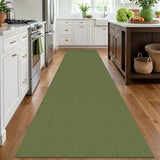 Washable Runner Rug 3x12 Non Slip Rubber Backed Extra Long Hallway Runner Entryway Runner Indoor, Kitchen Rugs Woven Cotton Floor Carpet for Hall Entrance, Olive Green/Earthy Green