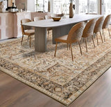 5x7 Area Rugs for Living Room, Washable Rug Vintage Floral, Beige