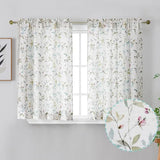 Chyhomenyc Roman Linen Blend Curtains 45 Inch Length 2 Panels, Light Filtering Soft Airy Leaf Floral Printed Rod Pocket Textured Window Treatment Drapes for Living Room Bedroom, 38Wx45L Inch, 2 PCS