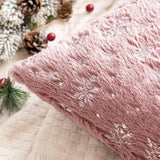 MIULEE Christmas Decorations Pillow Covers 20x20 Pink Silver Snowflake