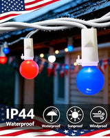 Red White Blue Lights Outdoor 17.5Ft 4th of July Lights 50 LED G15 Globe Patriotic String Light, Plug in Red White and Blue String Light for Fourth of July Memorial Day Patio Christmas Home Decor