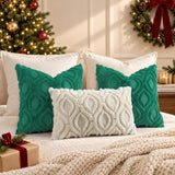 decorUhome Faux Fur Plush Soft Green Throw Pillow Covers 20x20 Set of 2