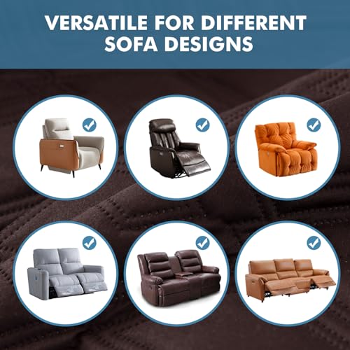 Genina 100% Waterproof Recliner Chair Covers, Anti-Slip Recliner Cover Dog Couch Cover Furniture Protector, Reclining Sofa Slipcover for Pets Dogs, 1 Piece (Chocolate, Recliner)