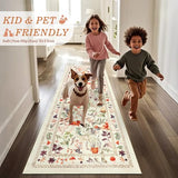 nesrt Cute Runner Rugs for Hallway 2x6ft, Non Slip Fantasy Kitchen Rug Washable, Soft Thin Jungle Fox Bedside Runners, Cute Woodland Accent Floor Carpet for Bedroom Hall Bathroom Laundry (Beige)