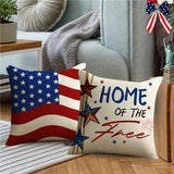 4th of July Pillow Covers 18x18 Set of 4 America Flag Stars Independence Day Decorations Home of The Free Memorial Day Patriotic Throw Cushion Case for Home Sofa Couch
