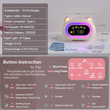ANALOI Alarm Clock for Kids, Kids Alarm Clocks for Girls with Sleep Training Dual Alarm Eye Protection Auto Off Timer 10 Color Night Light, Cat Ok to Wake Clock, Gifts for Kids Girls