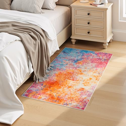 2x3 Washable Entryway Rugs, Small Throw Entry Rug Colorful Rainbow