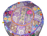 Indian Patchwork Pouf Cover Living Room Pouf, Decorative Ottoman, Embroidered Designer Ottoman, Home Living Footstool Chair Cover, Bohemian Ottoman Pouf Décor
