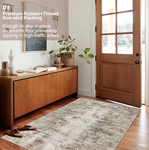 Modern Abstract 3x5 Area Rug, Machine Washable Non-Slip  Foldable Carpet