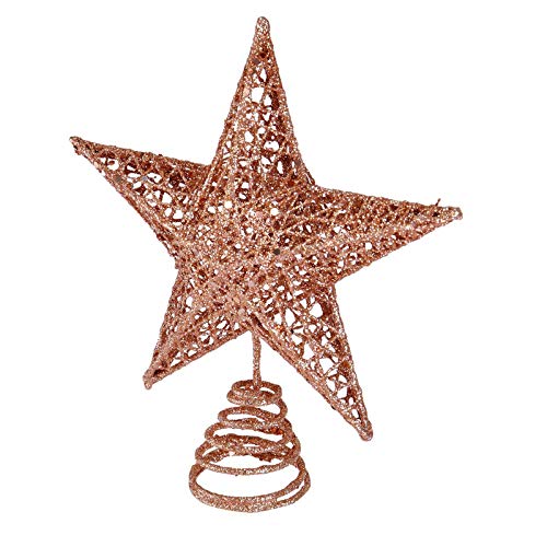 BinaryABC Christmas Tree Topper Star,Glittering Christmas Tree Decoration Ornaments,20cm (Rose Gold)