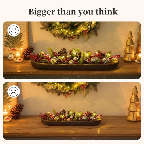 Hanobe Large Wood Decorative Bowl Coffee Table Decor for Table Centerpiece
