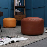 Pouf,Faux Leather Cushion Comfortable Foot Rest Round Bean Bag Chair Decor Footstool Upholstered Tatami Stool-Orange 45X28Cm,Orange-45x28cm(18x11inch)