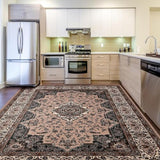 4x6 Area Rugs for Living Room, Washable Rug Vintage Floral, Brown