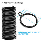 40 PCS Black Curtain Rings, Curtains Ring with Eyelet Apply for Up to 1 1/4-inch Curtain Rod (1.5 Inch Drapery Rings)