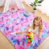 AROGAN Soft Rainbow Area Rugs for Girls Room 3x5 Feet, Fluffy Cute Colorful Princess Carpet for Kids Teens Nursery Toddler,Bedroom Hot Pink