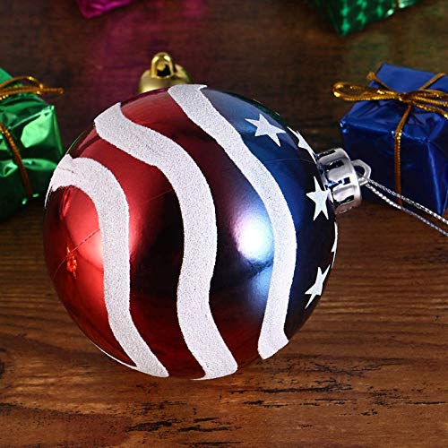Iceyyyy 16 Pcs Independence Day Ball Ornament - 4th of July Patriotic Hanging Ball Decoration American Flag Ornament for Independence Day, Christmas Tree, USA Themed Party Supplies (16)