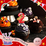 MTLEE Number Birthday Candle Monster Theme Candles Cookies Cake Topper for Girl Boy Cartoon Birthday Party Cake Decorations Supplies(Red,Number 2)
