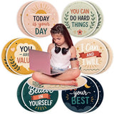 Drydiet 12 Pcs Round Carpet Seats 15.7'' Colorful Small Classroom Rugs Washable Non Slip Floor Cushions for Back to School End of the Year Gift Preschool Daycare Playmat Dorm (Positive Affirmations)