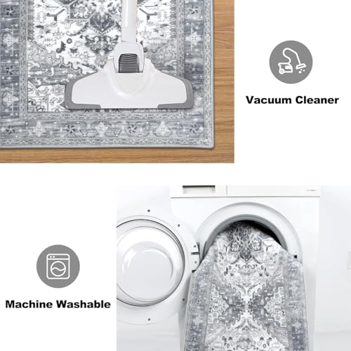 Washable Kitchen Runner Rugs Set of 2 with Non Slip Rubber Backing
