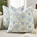 Botanical Throw Pillow Covers Set of 2, 20x20 Inch Light Blue