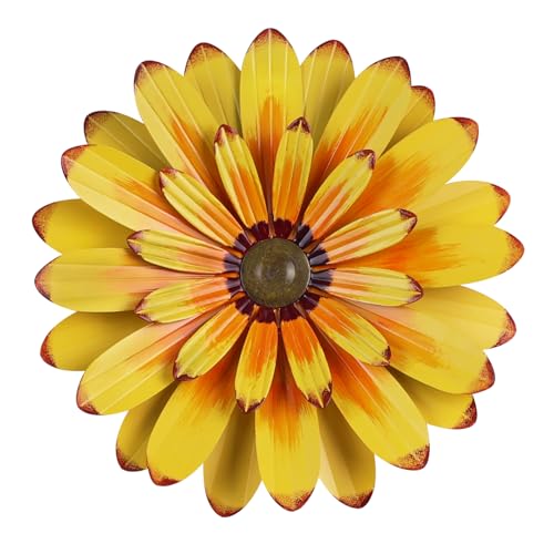 YEAHOME 16'' Metal Flower Wall Decor - Sunflower Wall Art Decorations Hanging for Bedroom, Living Room, Bathroom Boho Office