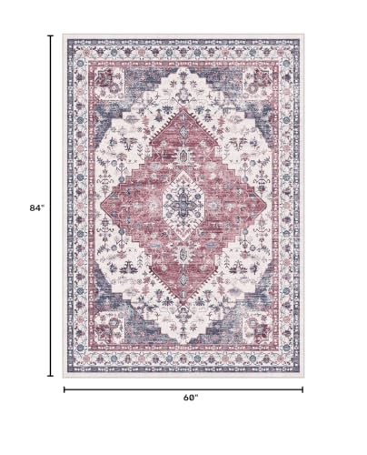 LIVELYGLOW 5x7 Washable Area Rug for Living Room, Large Carpet