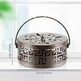 Exquisite Metal Mosquito Coil Holder Long-Lasting Coil Incense Burner for Indoor and Outdoor (Bronze)