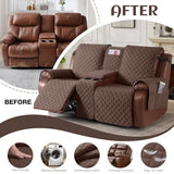 KinCam 100% Waterproof Recliner Loveseat Cover with Console X1, Recliner Couch Covers X1, Recliner Chair Covers X1(Deep Brown)
