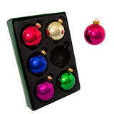 Kurt Adler 65mm Shiny Multicolored Glass Ball Ornaments, 6-Piece Box Set, GG0123