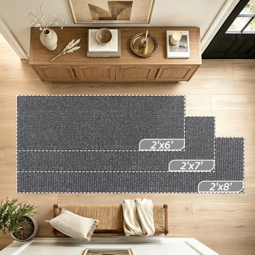 BEQHAUSE Hallway Runner Rugs 2x6, Hallway Rug Non-Slip Washable, Charcoal