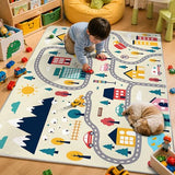 Enkor Kids Rugs, Non Slip 3' x 5' Road Playmat Carpet for Children, City Map Rugs for Playroom Bedroom Living Room Beige