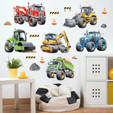 decalmile Construction Cars Wall Decals Trucks Tractor Vehicles Wall Stickers Baby Nursery Boys Bedroom Kids Room Wall Decor