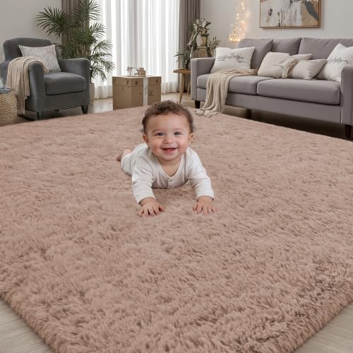 4x6 Area Rugs Living Room: Fluffy Bedroom Rug Shag Carpet Camel