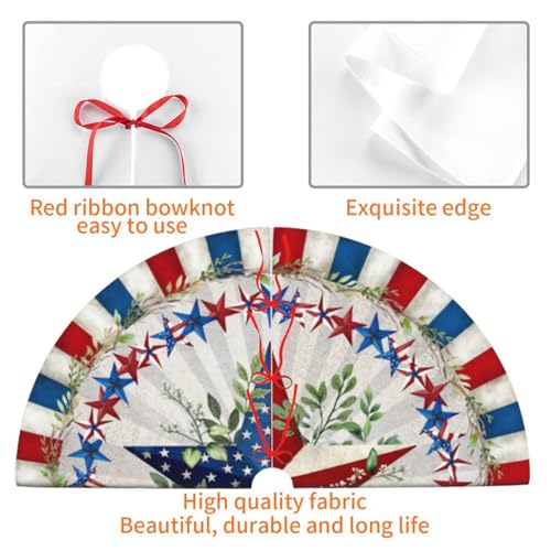 Patriotics 4th of July Tree Skirt Skirt Memorial Day Stars and Stripes Christmas Tree Skirts Veterans Day Xmas Tree Mat Christmas Tree Ornaments Decoration 30"