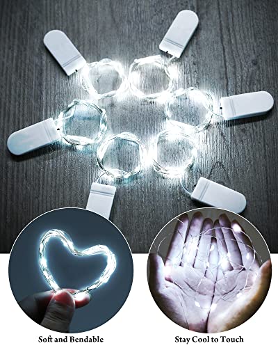 Riakrum 50 Pack 10 ft 30 LED Fairy Lights Battery Operated, Christmas Tiny String Lights Bulk Starry Light Waterproof for Mason Jars Wedding Party Christmas Centerpiece Table Decor, White