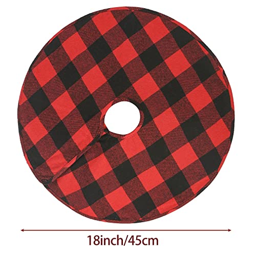 Sattiyrch Small Christmas Tree Skirt 18in, Red Black Buffalo Check Christmas Tree Skirt for Holiday Christmas Decorations (Red Black Buffalo Check, 18in)