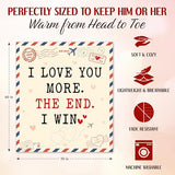 WRAPIX Anniversary Couple Gifts for Men Women - I Love You More Soft Fleece Throw Blanket 50x60 in - Anniversary Wedding Gifts for Him Her, Birthday Romantic Gift for Girlfriend Boyfriend Wife Husband