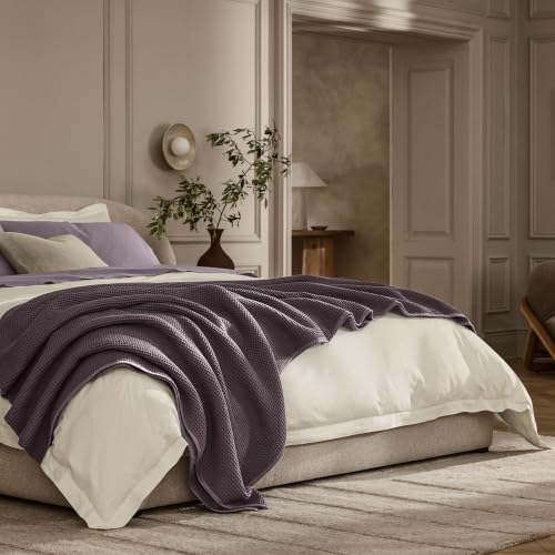 BOLL & BRANCH Waffle Bed Blanket, Twin/Twin XL, Plum