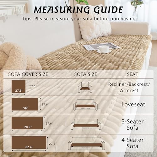 PuTian 100% Waterproof Fuzzy Couch Cover for Dogs Washable Non-Slip Couch Protector Pet Friendly Dog Mat for Couches and Sofas - 27.6''X27.6'' 70cmX70cm Khaki