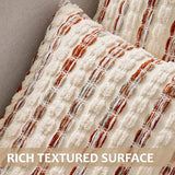 Boho Chenille Decorative Pillow Covers 18x18 Inch Set of 2 Orange