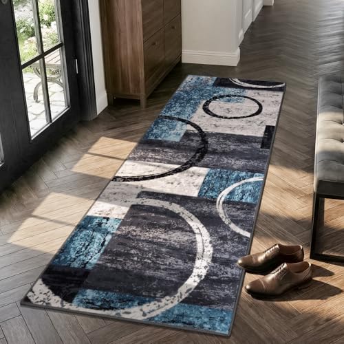 2x6 Washable Modern Abstract Runner Rug Non-Slip for Hallways