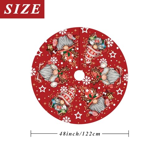 Christmas Tree Skirt Red Tree Skirt Glitter Gnomes Snowflake Xmas Winter Tree Skirt 48 Inch for Red Christmas Indoor Outdoor Decorations