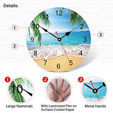 TAHEAT 14 Inch Summer Palm Trees Wall Clock Tropical Hawaiian Seashore Clocks, Silent Non Ticking Easy to Read Wall Clock for Kitchen/Bedroom/Living Room