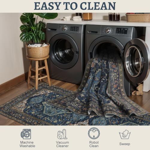 Tangsoo Oriental 2x6 Washable Runner Rugs for Hallways, Non Slip Runner Rug
