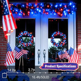 cshare Red White and Blue Fairy Lights Battery Operated, 4th of July Lights with Timer 16.4ft 50LED for 4th of July Independence Day Memorial Day Decorations