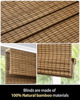 UNISHADES Cordless Bamboo Roman Shades, 34×64 in, Highfield Teak | Wide Bamboo Strip Weaving Technique, High light-blocking capacity, High Level of Privacy Protection