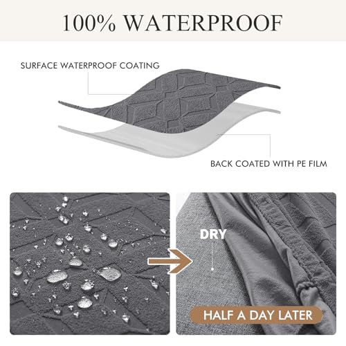 Genina Waterproof Chair Covers for Dining Room Set of 4, Removable Washable Chair Slipcover Protectors, Dark Gray