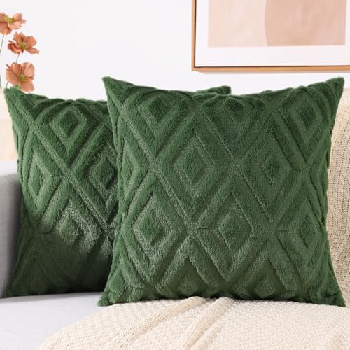 decorUhome Fall Faux Fur Forest Elf Throw Pillow Covers 22x22 Set of 2