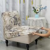 Iauddy Armless Accent Slipper Chair Cover Slipcover,Stretch Spandex Printed Removable Non-Slip Silp Cover for Accent Chair Without Arms Furniture Protector for Living Dining Room