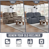 TAOCOCO Loveseat Recliner Cover with Middle Console, Stretch Loveseat Cover for 2 Seat Recliner Couch, Jacquard Reclining Sofa Covers Loveseat Slipcover Furniture Protector, Grey